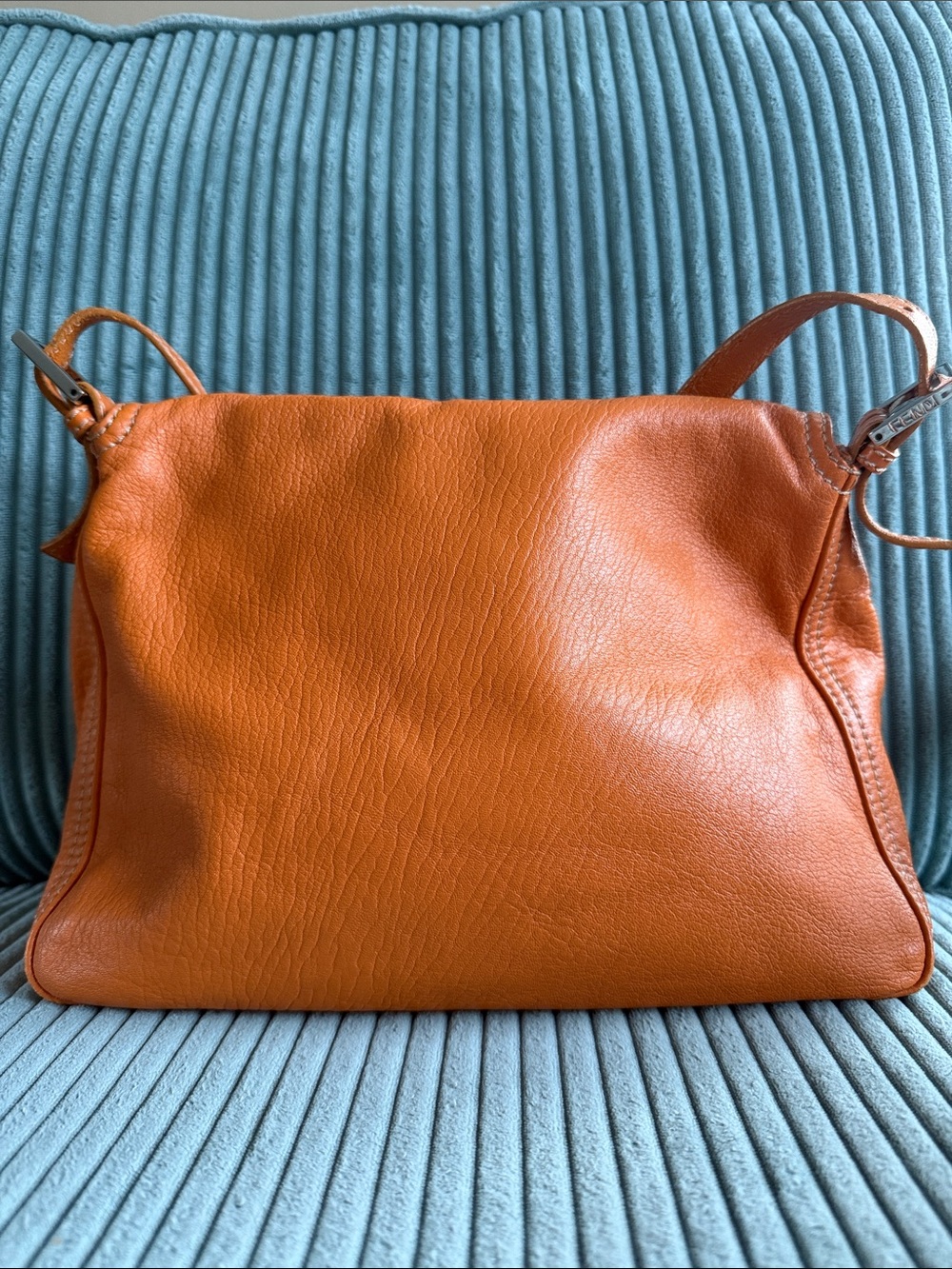Fendi Mamma Baguette Leather Shoulder Bag - Orange w/ Fendi Selleria Long Wallet - Picture 3 of 15